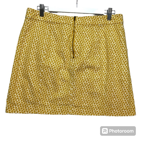 Boden Mustard Yellow Jacquard Boho Floral Mini Skirt Size 10P - Picture 4 of 7